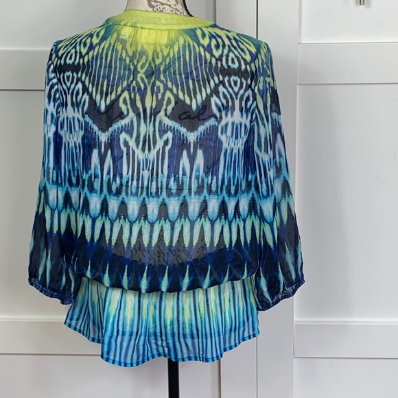 CHICO'S COLORFUL BLOUSE  SIZE 14 - Picture 2 of 3